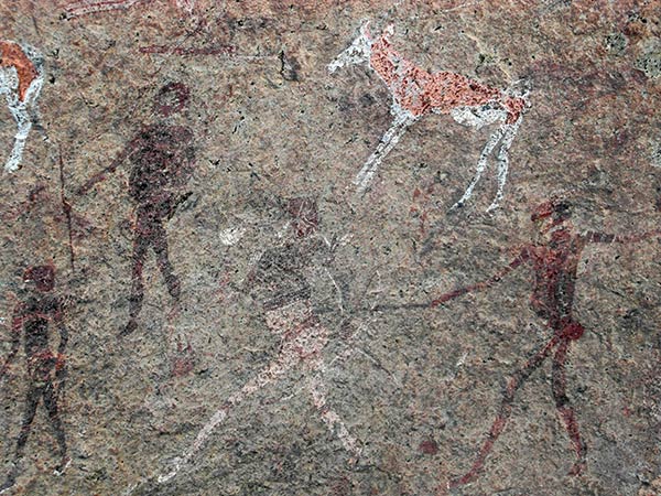 Cave painting of the 'White Lady' at Uis cave painting site, Brandenberg Mountain