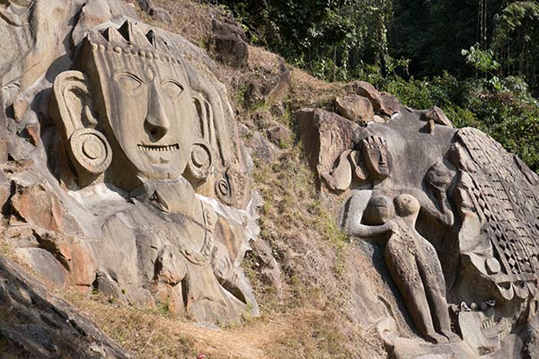 Shiva as Unakotiswara Kal Bhairava and Goddess Durga, Unakoti