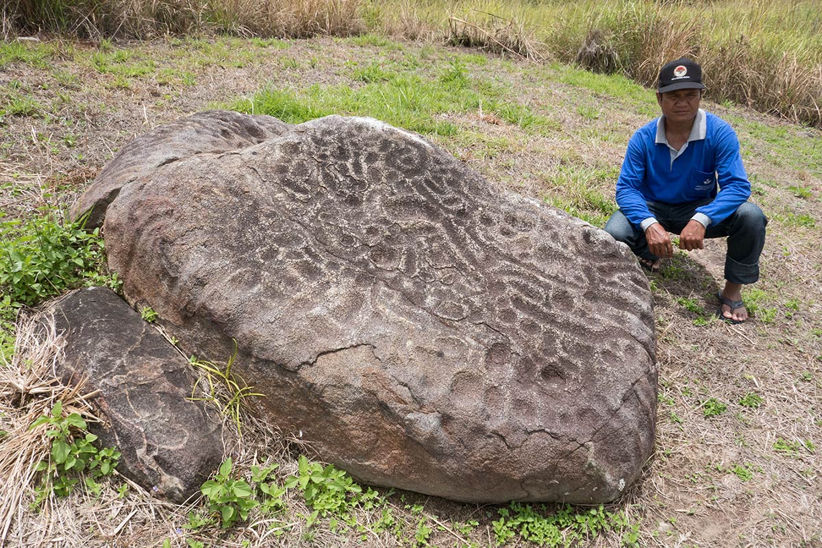 Dakon monolith with cup markings, near Doda village, Besoa Valley