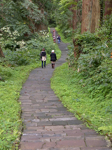 Haguro San, Stone steps leading up to Sanjin Gosaiden temple