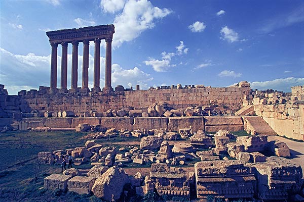 Roman structures atop massive pre-Roman stones of Baalbek